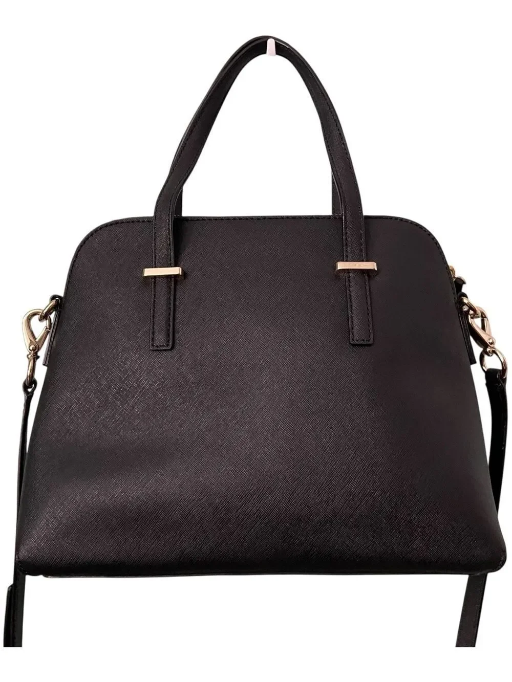 kate spade Black Leather Dome Satchel with Crossbody Strap